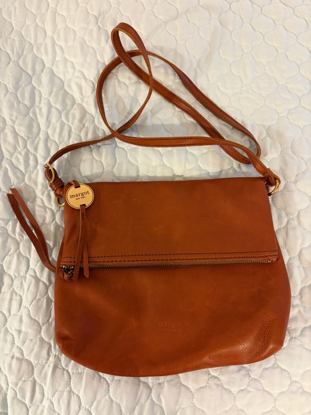 margot Leather Crossbody Bag in Rich Cognac